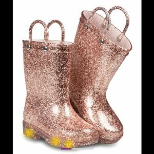 NWT Rose Gold Glitter Rainboots